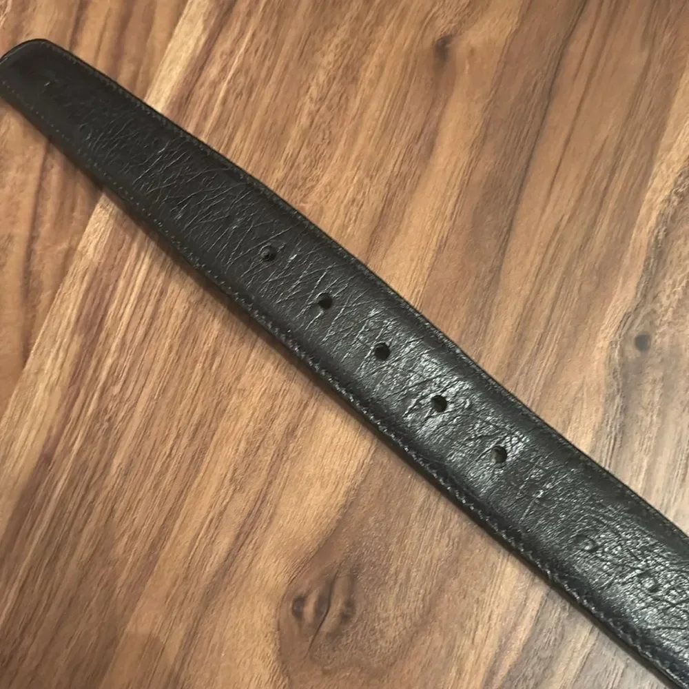 Trafalgar Jammu Black Leather Bos Taunus-Charbray Belt with Gold Buckle - 38